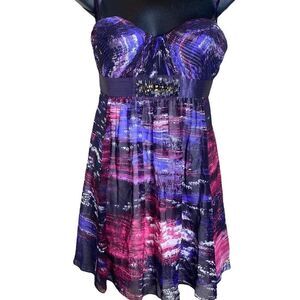 Adele fado 100% Italian silk strapless mini dress watercolor fairycore artsy